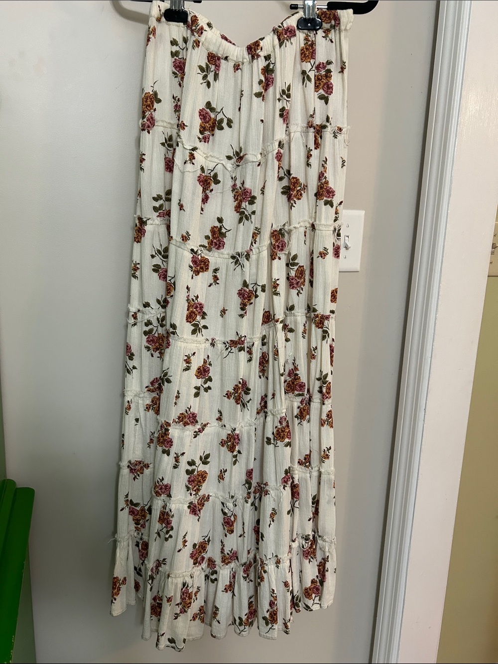 Denim & Supply Ralph Lauren Cream Maxi Skirt with Rose Print
